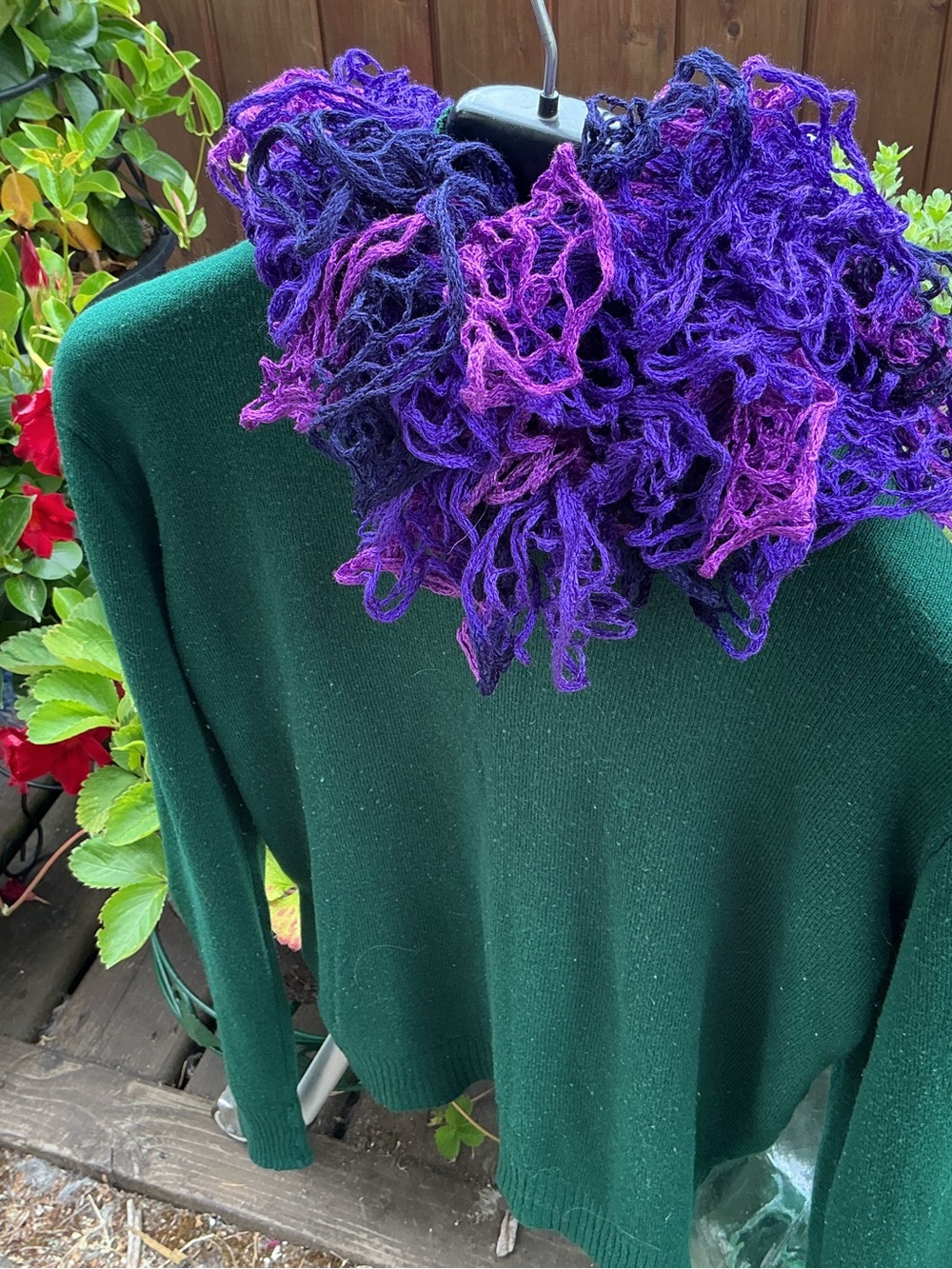 Handmade Purple Ruffle Scarf — Gradient Shades - Picture 3 of 4